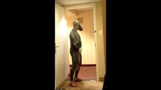 quick cum inside dolphin wetsuit in hotel hall