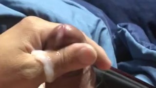 Lumberjack strokes his big dick for size puppet