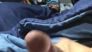 Lumberjack strokes his big dick for size puppet