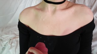 My stepbrother again cum on my tits
