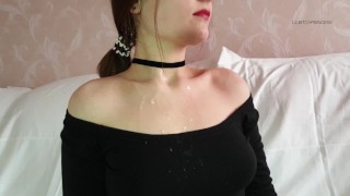 My stepbrother again cum on my tits