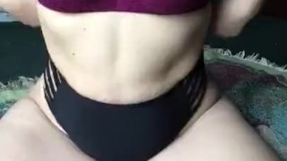 Chubby girl smoking and teasing 