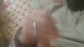 Hot bearded muscular guy jerking off and cum