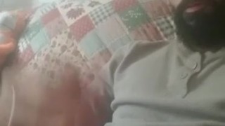 Hot bearded muscular guy jerking off and cum