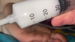 Fisting My Boyfriends Cum Filled Rosebud Until He Pisses (Bad Dragon)