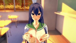 3D hentai HIGHSCHOOL OF THE DEAD Busujima Saeko Titty fuck