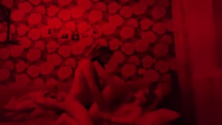 Red neon hard dirty anal fuck teen girl tied by a belt. 60FPS. 1080.