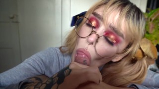 Pigtail Schoolgirl Sucks Cock 4K