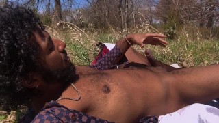 Moaning While Stroking Cock in Nature (nearly caught)