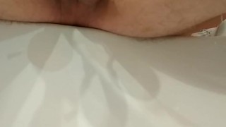 Selfie, two needles into the testicles, cbt play