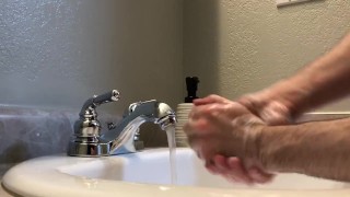 Man Pumps a Huge Load Into His Hand and Cums Clean