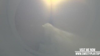 Peeing camera in toilet bowl and anal milk enema squirting