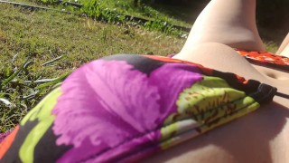 Hot MILF rubbing and touching in the park