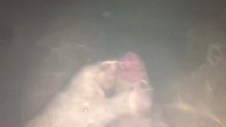 Burning a little midnight oil solo in the hot tub jerking off and cumming. 