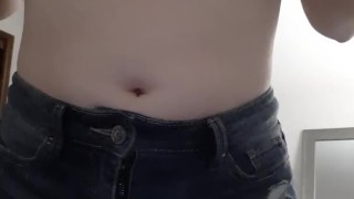 Redhead does a strip tease 