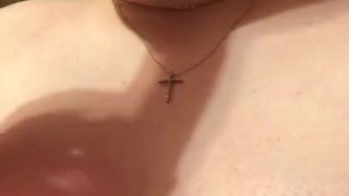 Teen slut sucks fat long dildo during quarantine 