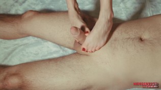 Sweety Feet Playing With Dick and Making Footjob and Handjob 