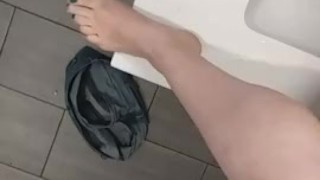 Naughty me peeing in the public sink