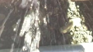 Pissing on my partner at the park 