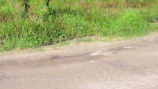 Barley Legal TEEN TWINK first time piss video on the side of the road.