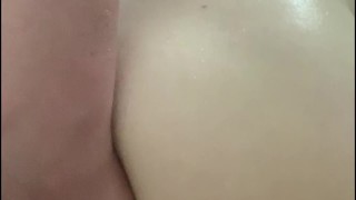 Chubby Dad Showering and playing with his Pleasure Forge toy. Anal play