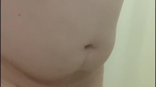 Chubby Dad Showering and playing with his Pleasure Forge toy. Anal play