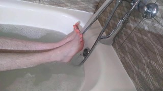 fluffy bush takes a bath and admires hairy legs footfetish GinnaGg