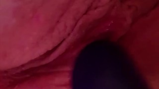 Clean shaved pussy gets penetrated by toy