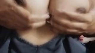 Quick boobs massage 