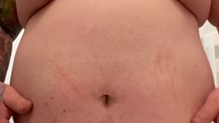 Playing with my stuffy belly and navel.