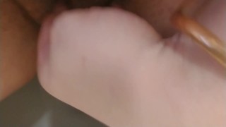 Smoking hairy goddess peeing & fucking her pussy to taste her sweet cum