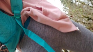 Rear View Outdoor Pee Pee In The Forest