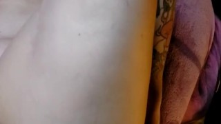 Using a big dildo on my wife while we watch porn