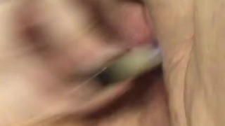 Horny fat girl with vibrator