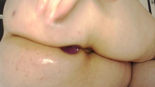 PAWG Oiled Ass First Ever Anal Training Hairy Pussy Oil Asshole Winking