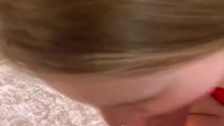 Cute teen beauty queen on her knees deepthroating massive D