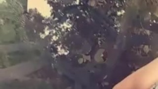 Cleaning my neighbors outdoor table with my pee