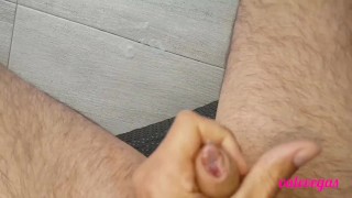Jerking outdoor on balcony