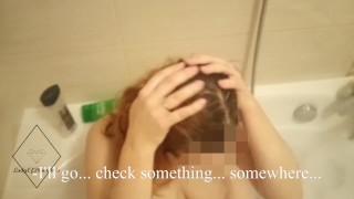 Milf runs out of shampoo during quarantine, so she uses sperm instead