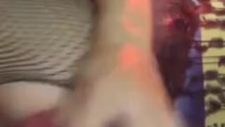 Ripped fishnets wide open for daddy