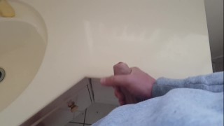 FAT WHITE DICK CUMS HARD ALL OVER BATHROOM SINK IN SLOW-MO HIGH DEFINITION!