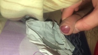 Finished a puddle of cum, hid under the blanket so no one could see