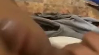 Hard black cock being stroked