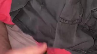 Wanking over my boxers with huge cumshot and moaning 