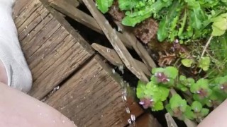 Pissing off my back steps 