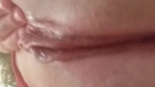 Playing with my pussy after my boyfriend fucked me hard and came deep in me