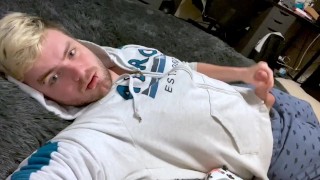 Gaymer Jerks Off in Game Room and Licks His Own Cum
