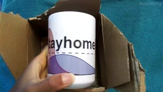 ASMR Teen Single Hand Unboxing of Stayhomehub Mug Pornhub Apparel Store Cup