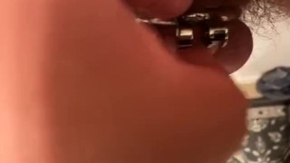 Post chastity play with cumshot 