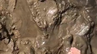 Getting my petite feet covered in filthy mud and sand 